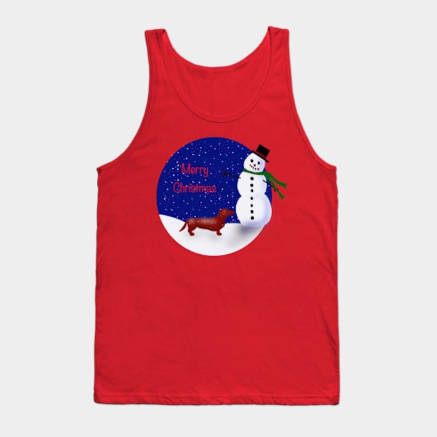 Merry Christmas Dachshund Tank Top by CATiltedArt